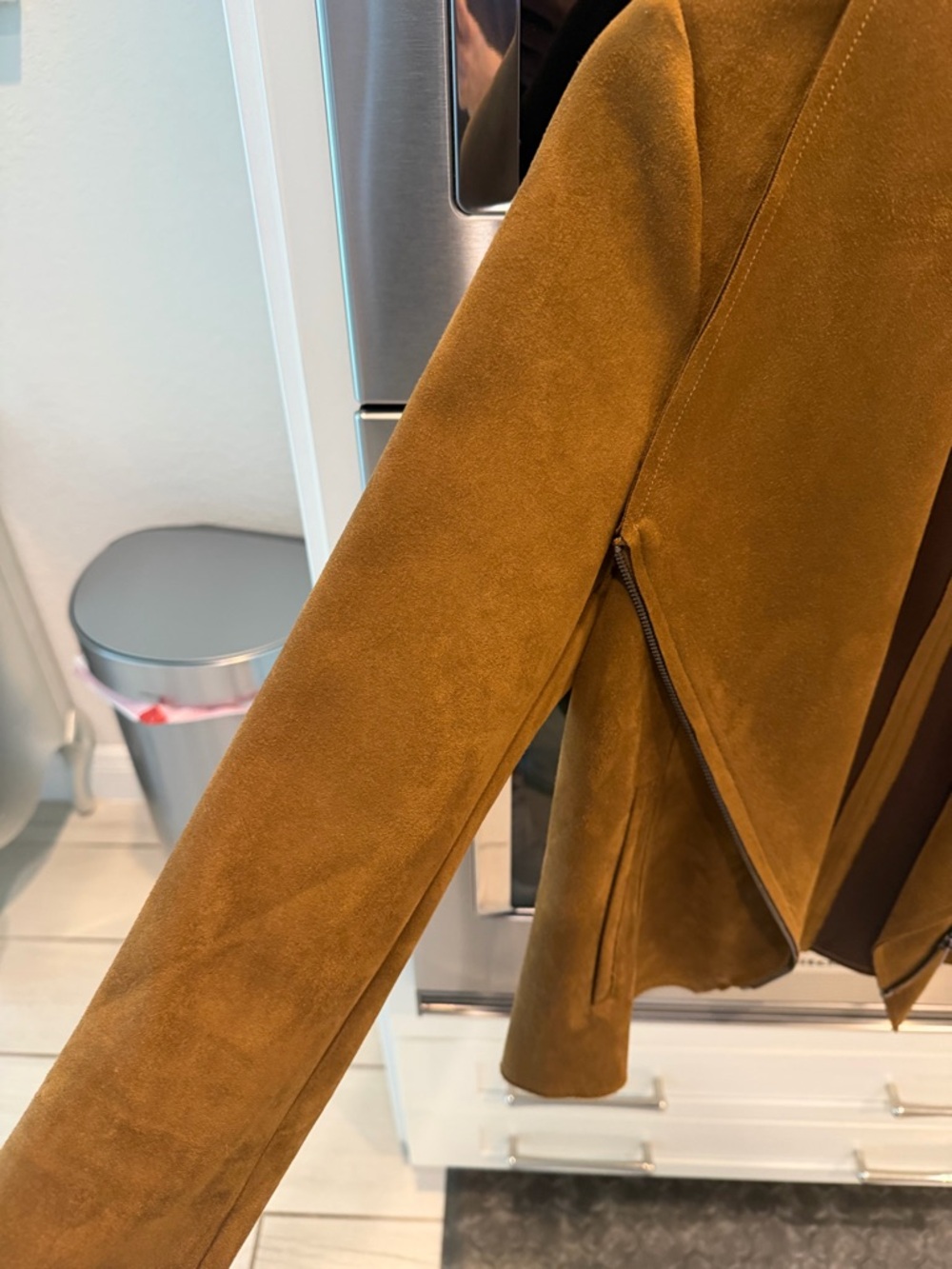 Kut from the Kloth Suede Draped Blazer Jacket in Camel - Picture 3 of 4
